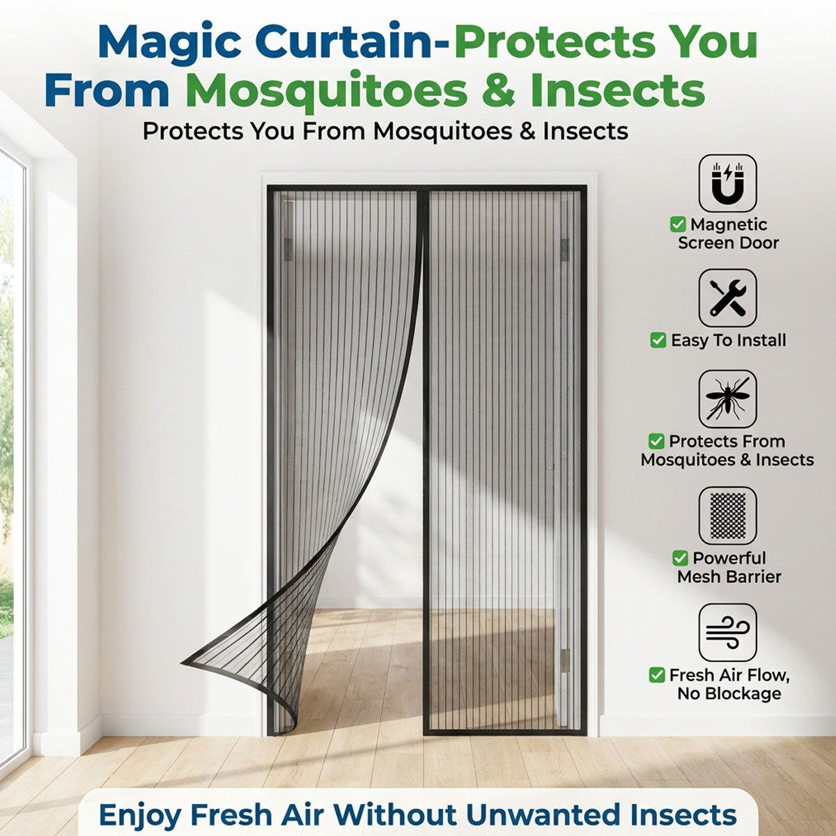 Magnetic mosquito Curtain